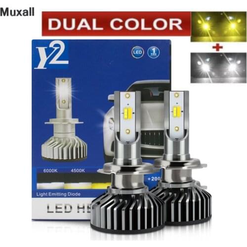 MINI Dual Color Car Canbus LED Headlight Bulbs Yellow White Color H1 H4 H8 H7 HB3 H13 9004 9007 120W 11600LM 3000K 4300K 6000K