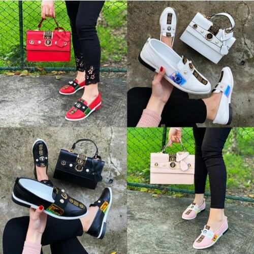 White,Red,Blue,color flat shoes and bag set B119