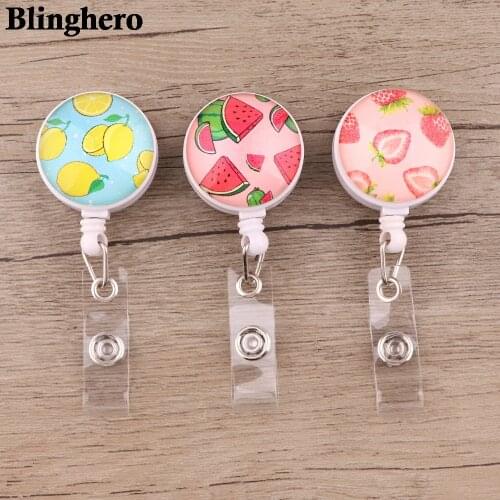 CB691 Fashion Fruit Watermelon Lemon Strawberry Retractable Badge Reel Student Nurse Exhibition ID Name Card Badge Holder