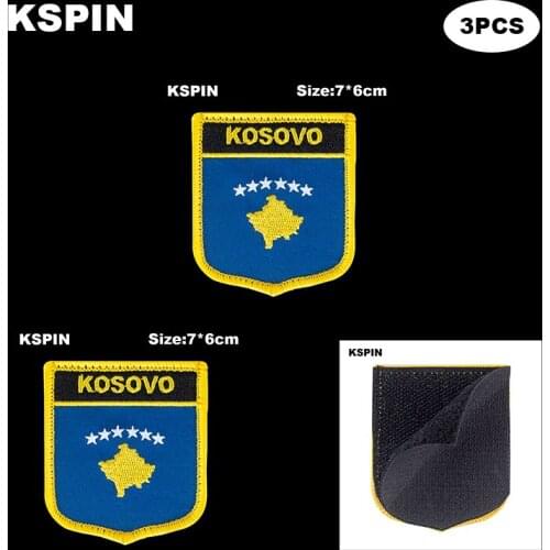 National Flag Patch Hook Loop KOSOVO Badges Armband 3D Stick on Jacket Backpack Stickers