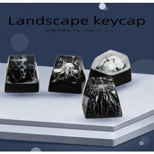 For Mechanical Keyboard Keycap Hand-made Resin Keycap Micro-Landscape Cross-axis Keycap Cherry MX