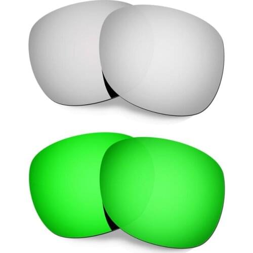 HKUCO For Garage Rock Sunglasses Replacement Polarized Lenses 2 Pairs - Silver&Green