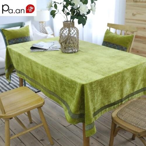 Classic Green Flannel Table Cloth Geometry Rectangle Table Covers Dustproof Party Wedding Tablecloth Home Textile High Quality