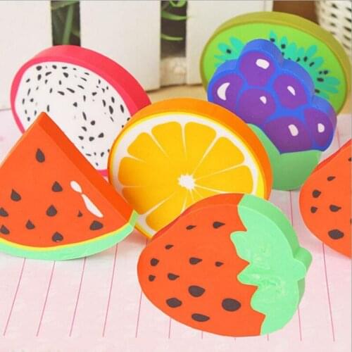 18 Pcs/lot NEW Sweet Fruit slice eraser Watermelon Grape Pitaya Kiwifruit erasers kids' gift prize office school supply