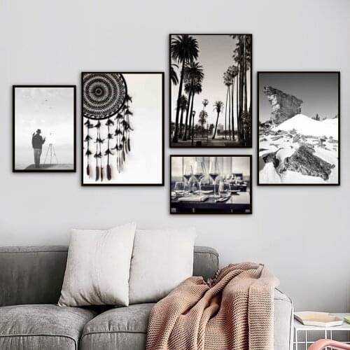 Dream Catcher Feather Palm Tree Sea Man Wall Art Canvas Painting Nordic Posters And Prints Wall Pictures For Living Room Decor