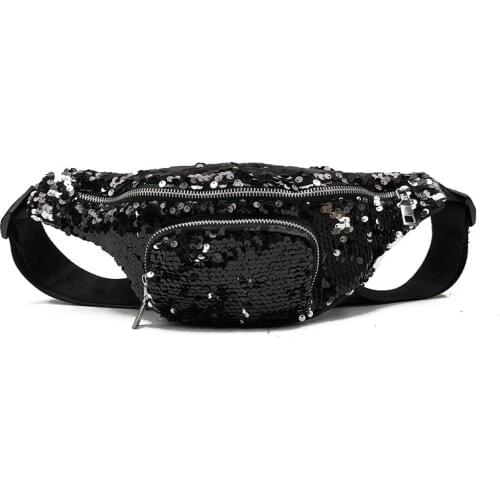 JIEROTYX Waist Bag For Women Fashion Chest Pack Luxury Brand Paillette Casual Travel Bum Belt Bag Belly Bags Womens Fanny Pack