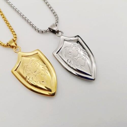 Arrival mens tiger shield pendant necklace stainless steel snake long chain hip hop necklace jewelries for men fashion CAGF0225
