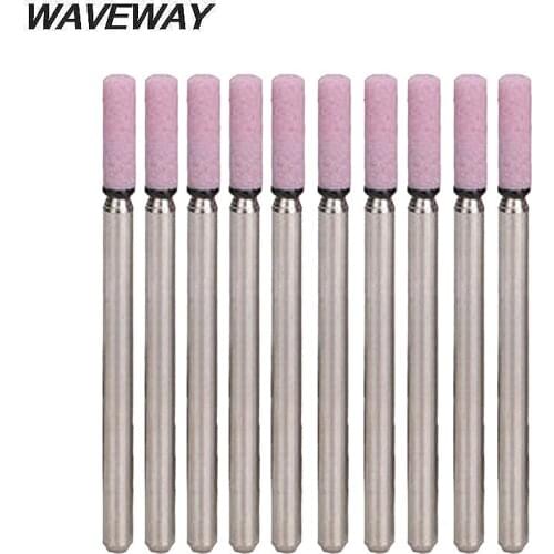 WAVEWAY 10PCS 1/8 3 X 3mm Shank Abrasive Mounted Stone Set Grinding Burr Wheel For Dremel 4000 3000 Dremel Rotary Tools