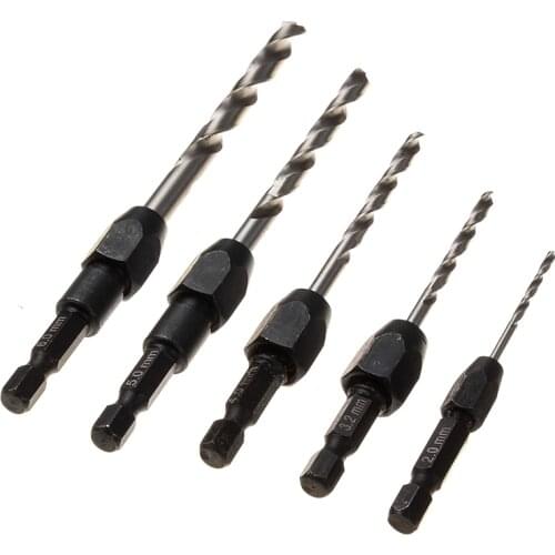 5Pcs Wood Countersink Drill Bit Set Hex Shank Metric 2mmTo 6mm Twist Drill Bit Steel Plate Hole Cutter Drill HSS Core Drill Bit