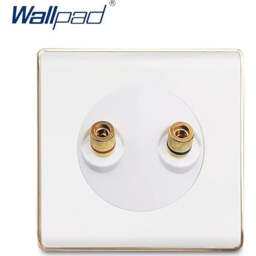 Wallpad 2 Pin Audio Wall Socket Electric Outlet White PC Panel With Gold Edge For Home