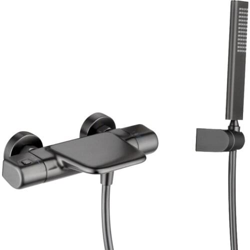 Wall Mounted Grey Bathtub Faucet Two Function Shower Mixer Brass Body Cold and Hot Bathroom Tap