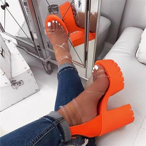 New2020 Women Platform Summer Sandals Buckle Woman Candy Colors Thick High Heels Ladies Ankle Strap Shoes Female Sandalias hot