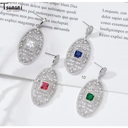 New Hot 2021 Wedding Jewelry Ear rings Drop Earrings For Women Trendy Zircon Stone Earrings Classic Luxury Classic Noble Style