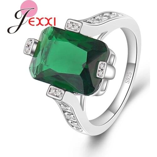 New Listing Colored Cubic Zirconia Pure 925 Sterling Silver Gorgeous Avantgrade Shining Female Engagement Wedding Rings
