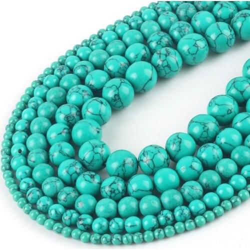 Wholesale Natural Stone Green Howlite Turquoises Beads 4 6 8 10 12 Bracelet Fit Diy Charm Beads For Jewelry Making