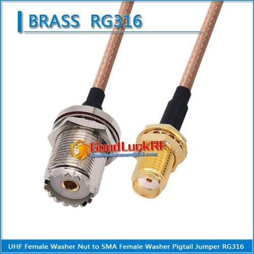 PL259 SO239 UHF Female O-ring Bulkhead Panel Mount Nut to SMA Female Washer nut Coaxial Type Pigtail Jumper RG316 extend Cable