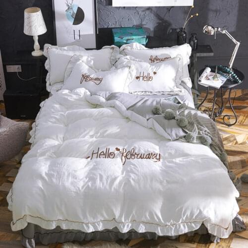 Korean style princess style ins net red bed four-piece girl heart bed sheet bedspread quilt cover bed skirt double quilt cover