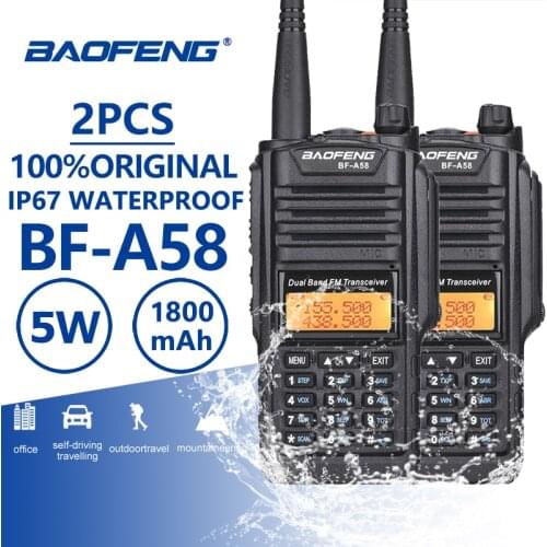 2pcs Baofeng BF-A58 IP67 Waterproof Walkie Talkie UHF VHF A58 Two Way Radio Comunicador CB Radio Walky Talky Professional Telsiz