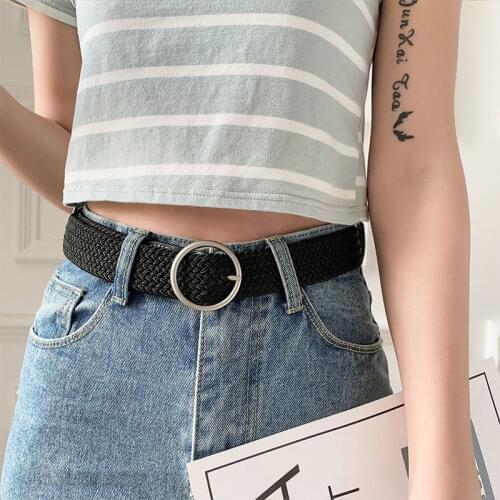 Canvas belt ladies stretch woven elastic belt men and women simple and versatile casual style pants belt