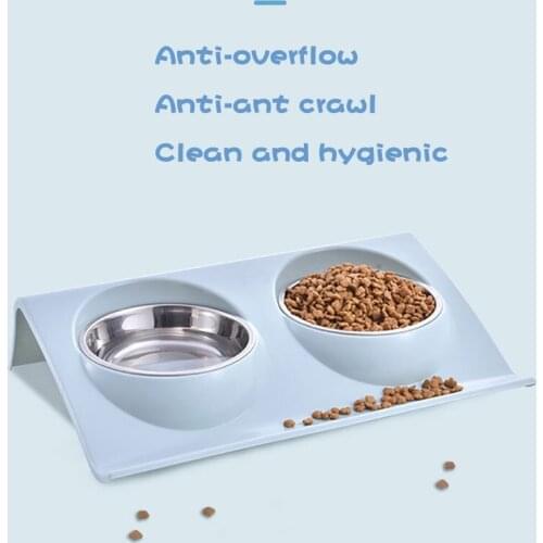 S/large Size Double Dog Bowl Puppy Cats Pet Feeding Station Food Water Bowls Feeder Stainless Steel Universal