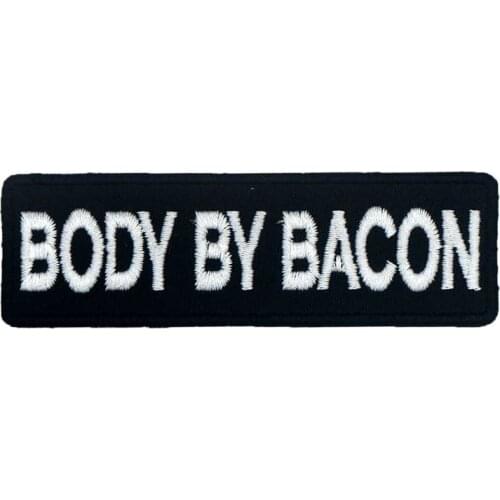 BODY BY BACON Patch Embroidered Applique Sewing Label Punk Biker Patches Clothes Stickers Apparel Accessories Badge