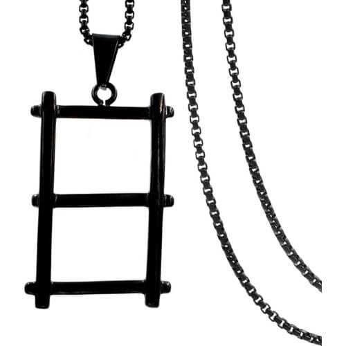 Party unisex necklace square ladder pendant stainless steel party gift for best-friend trendy men women jewellery P435