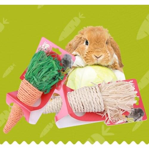 Funny Rabbit Toys Natural Straw Handmade Molar Chew Toy Hamster Cage Accessories Carrot Bell Guinea Pigs Tooth Cleaning Tools
