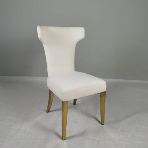 Chinafurniture Modern design vintage factory selling gold metal leg high back white velvet dining chair
