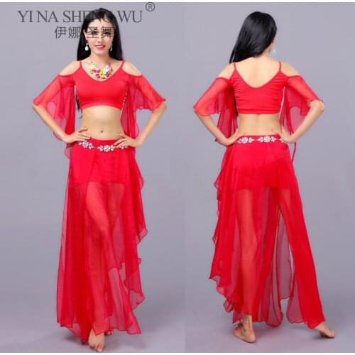 Belly Dance Set Tops Sexy Skirt Practice Clothes Suit Female Oriental Adult Belly Dance Professional Performance Clothing Set