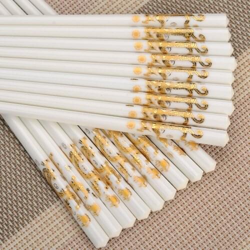 1Pair Chinese Design Ceramic Chopsticks Chinese Environmental Protection Bone Porcelain Chopsticks Length 25cm Tableware