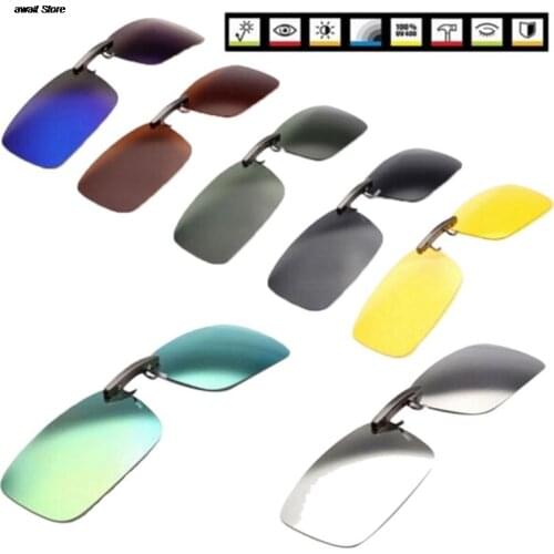 1pc Unisex Polarized Clip On Driving Glasses Sunglasses Day Vision UV400 Lens Driving Night Vision Riding Sunglasses Clip