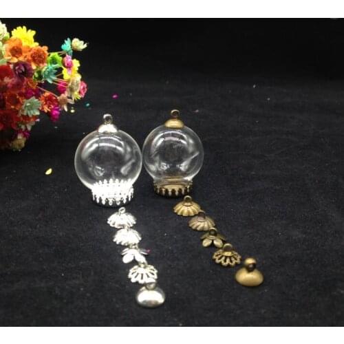 100pcss 25*15mm Wholesale glass globe with antique bronze/silver findings set glass bubble DIY glass vial pendant diy jewelry