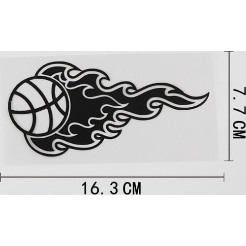 16.3CMX7.7CM Basketball Burning Ball Decal Vinyl Car Sticker Black/Silver 8A-0874