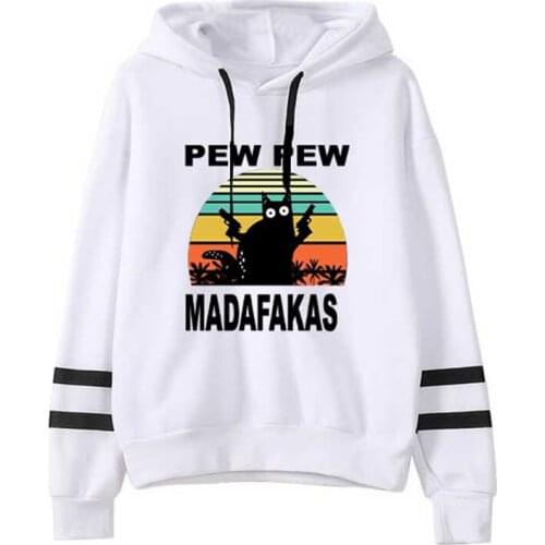 2021 Fashion Women Printed Pew Pew Madafakas Hoodies Letter Stripe Long Sleeve Casual Pullovers Women New Hooded Sweatshirts