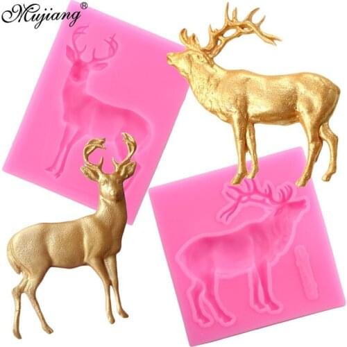 3D Deer Silicone Mold Polymer Clay Candy Chocolate Cookie Baking Mould Christmas Cupcake Topper Fondant Cake Decorating Tools