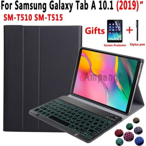Backlit Keyboard Case for Samsung Galaxy Tab A 10.1 2019 T510 T515 SM-T510 SM-T515 Tablet Leather Cover Funda Bluetooth Keyboard