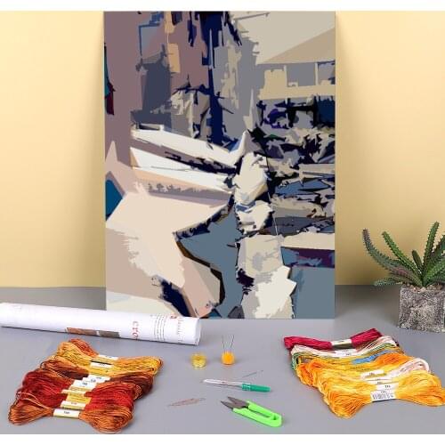 Cubism-remix Cubism-remix Printed 11CT Cross Stitch Complete Kit DIY Embroidery DMC Threads Sewing Hobby Painting Mulina