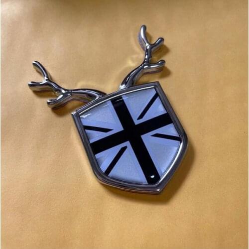 Silver Gray Union Jack Auto Trunk Rear Fender Emblem Badge Decals Stickers Car Accessories