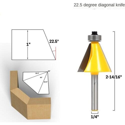 1Pc 1/4" Shank 15 Degree 22.5 Degree Chamfer Bevel Edging Router Bit Milling Cutter for Wood Woodworking Bits