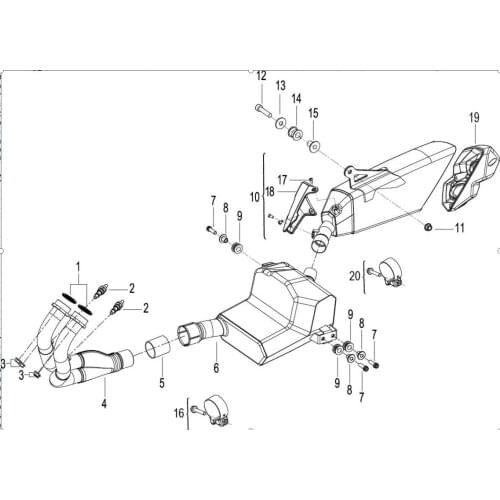 Muffler page exhaust pipe page of Benelli 302G TNT 302R 300GS