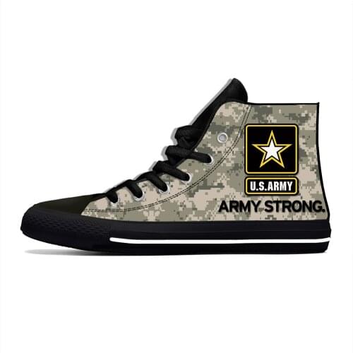 U.S. ARMY Emblem Logo Strong camouflage Novelty Design Lightweight High Top Canvas Shoes Men Women Casual Breathable Sneakers