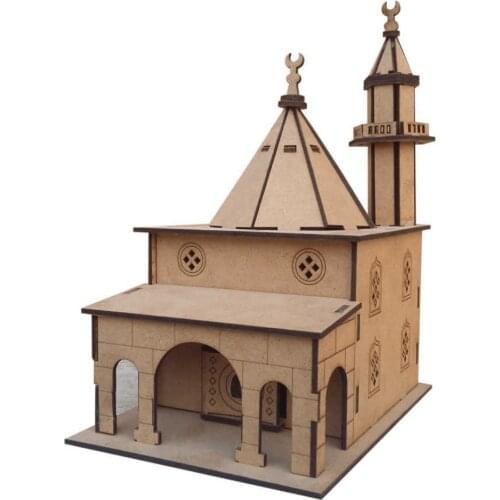 HLO 2021 Mosque Model Wooden Object Decorative DIY Hobby Kit Paintable Home Decoration Trendy Suitable Price Islamic Product