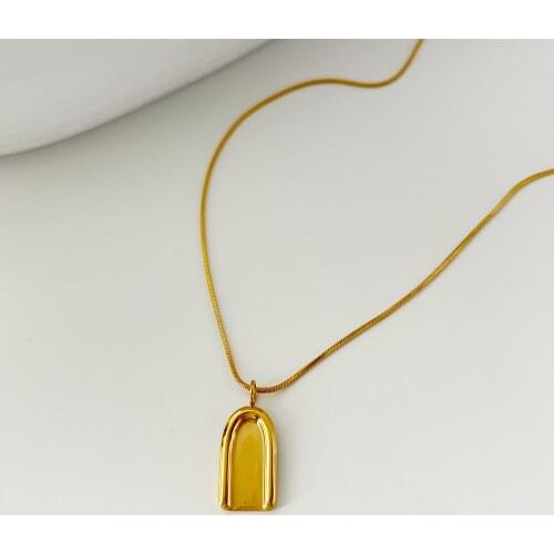 Monlansher Cute Geometric n Card Pendant Necklace Womens Titanium Steel Snake Chain Necklace Minimalist Trend Necklaces Jewelry