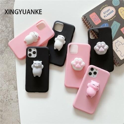 Squishy Silicone Back Cover For Xiaomi Redmi 9C NFC 9A 9 9T 8A 7A 8 7 6A 6 S2 4A 4X 5 Plus Case Cute Cartoon Cat Coque
