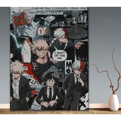 Wall Art Deku and Todoroki Bakugo Aesthetic Canvas Paintings Printed Anime Pictures Home Decoration Modular Poster Living Room