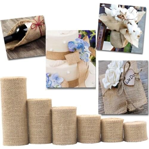 2M Natural Jute Fabric Burlap Handwork Crafts Hemp Ribbon Christmas Decoration Home Sewing DIY 3/4/5/6/8/10mm Wrapping Decoratio