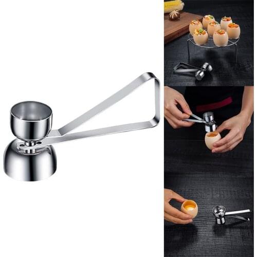 New Practical Stainless Steel Double-ended Egg Opener Egg Topper Cutter Shell Opener Boiled Raw Egg Open Creative Kitchen Tools