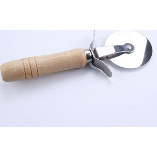 Wooden handle pizza knife pizza hob pizza knife packing pizza wheel knife