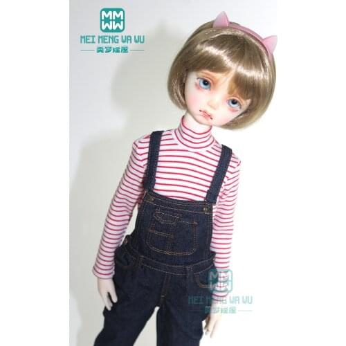 Clothes for doll fit 43cm 1/4 BJD doll fashion wild striped T-shirt pink, black, white
