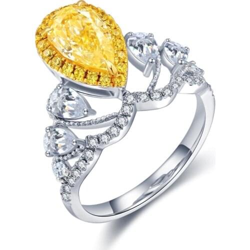 Factory Wholesale 1.0ct Yellow Pink Diamond Jewelry Wedding Band For Women 925 Sterling Silver Rings